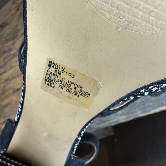 Betsey Johnson Marlo Platform Heels Women’s 7.5 Black Rhinestone Floral - Picture 11 of 14